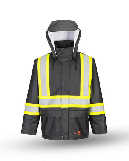 Handyman® FR PU Jacket - Detachable Hood - 2 Large Reinforced Pockets - Black